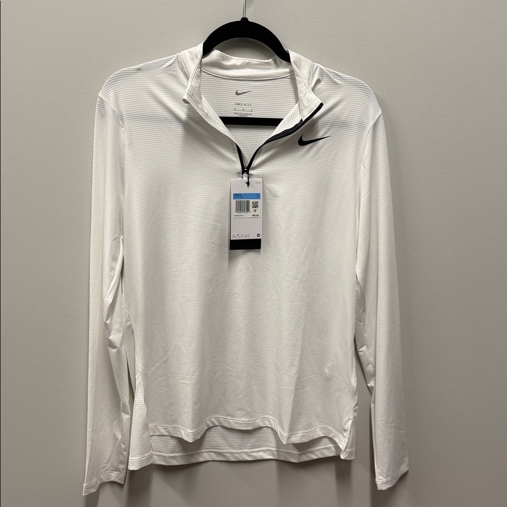 Nike White Quarter-Zip Long Sleeve Top